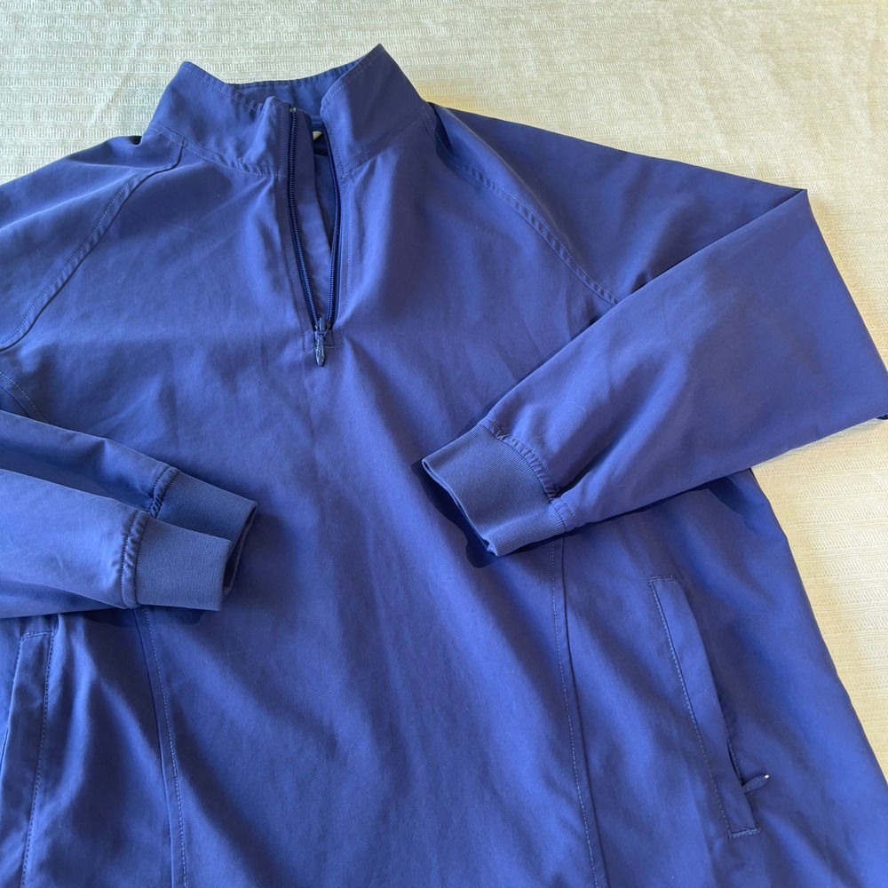 Duluth Trading Co Mens Large Blue 1/4 Zip Pullover Windbreaker Jacket 67521